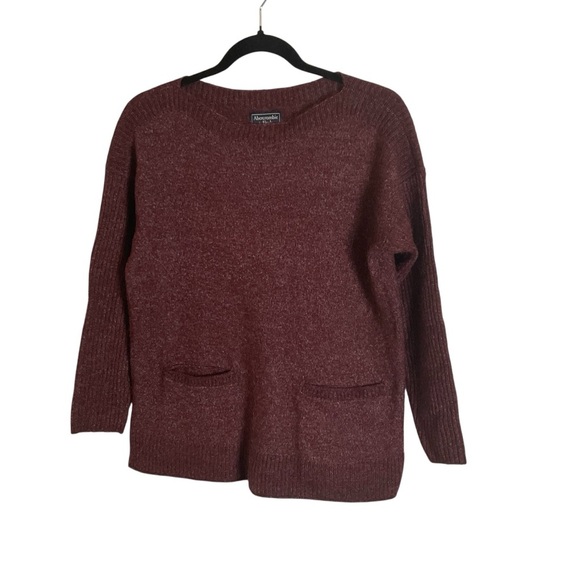 Abercrombie & Fitch Sweaters - Abercrombie & Fitch Women's Burgundy Sweater front pockets size xS